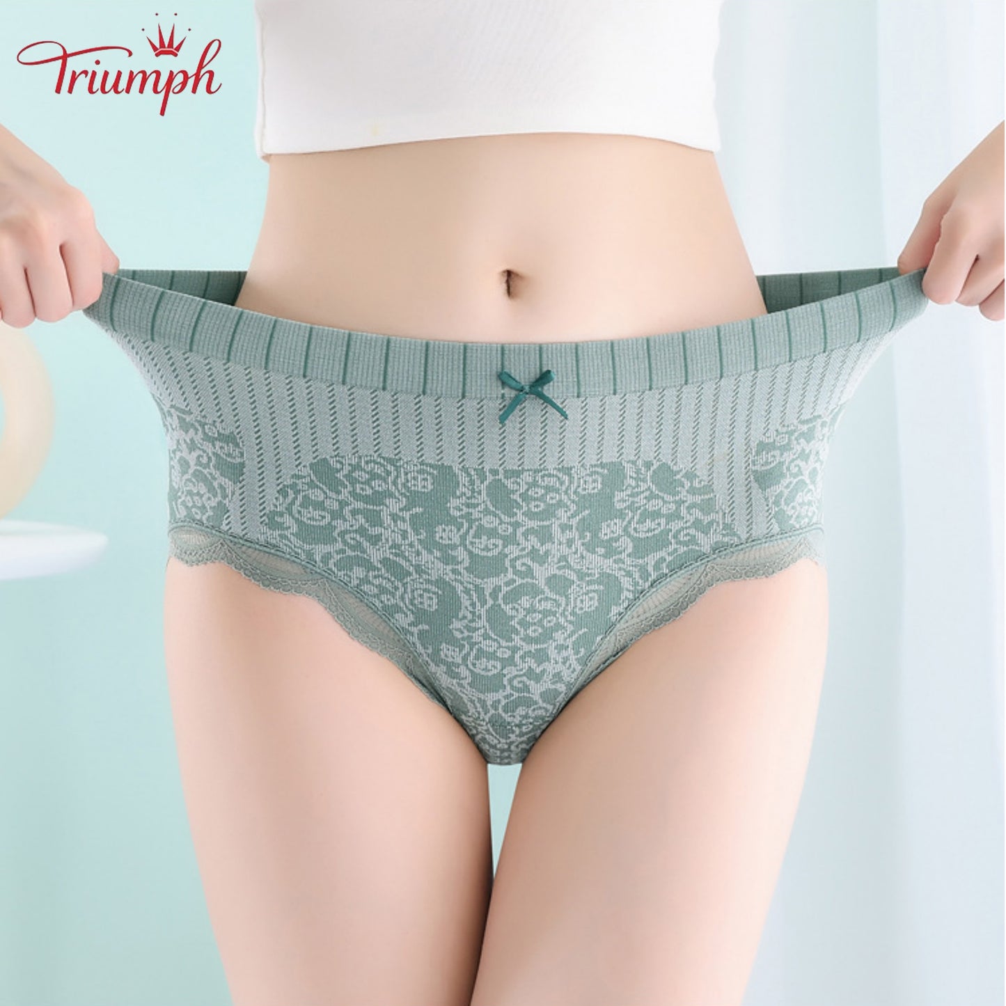 Triumph - Free Shipping,4 Pairs of Comfortable, Breathable High-Waisted Briefs,Lace Border