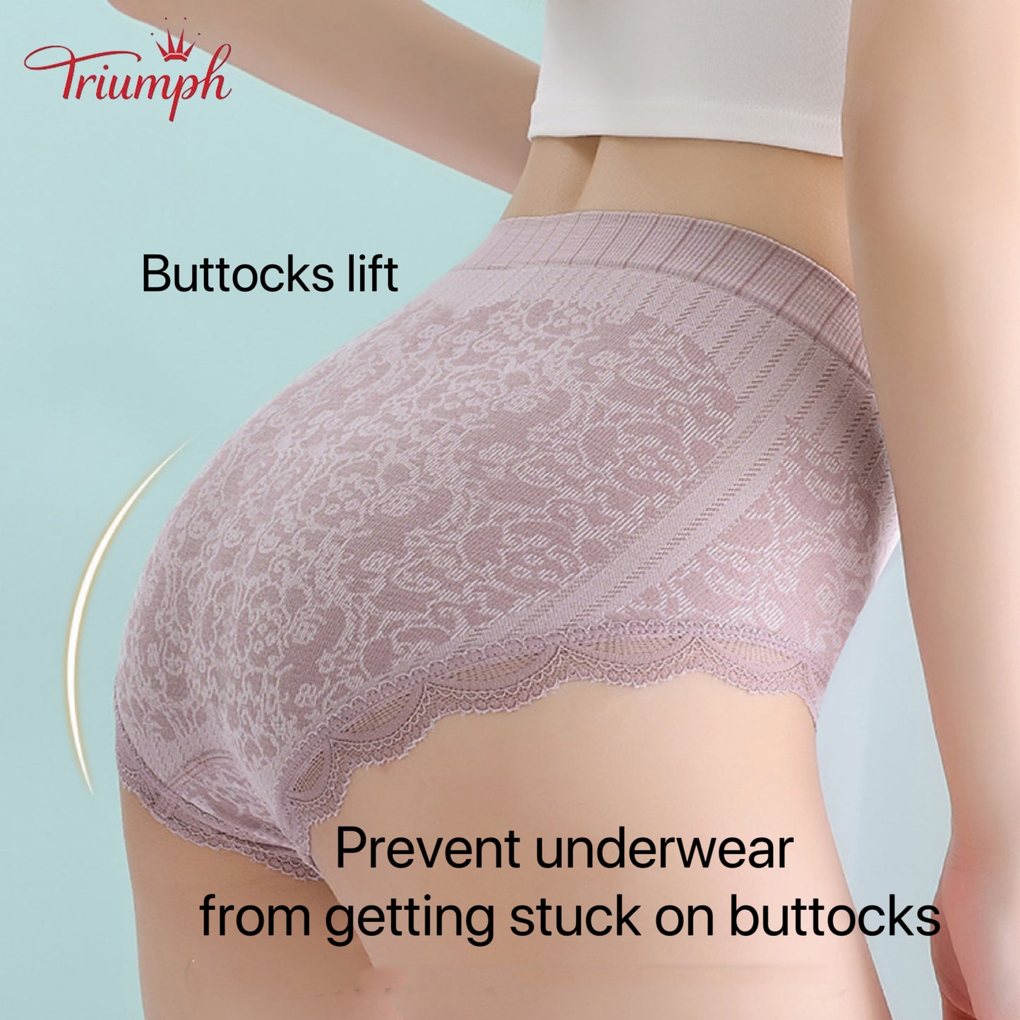 Triumph - Free Shipping,4 Pairs of Comfortable, Breathable High-Waisted Briefs,Lace Border