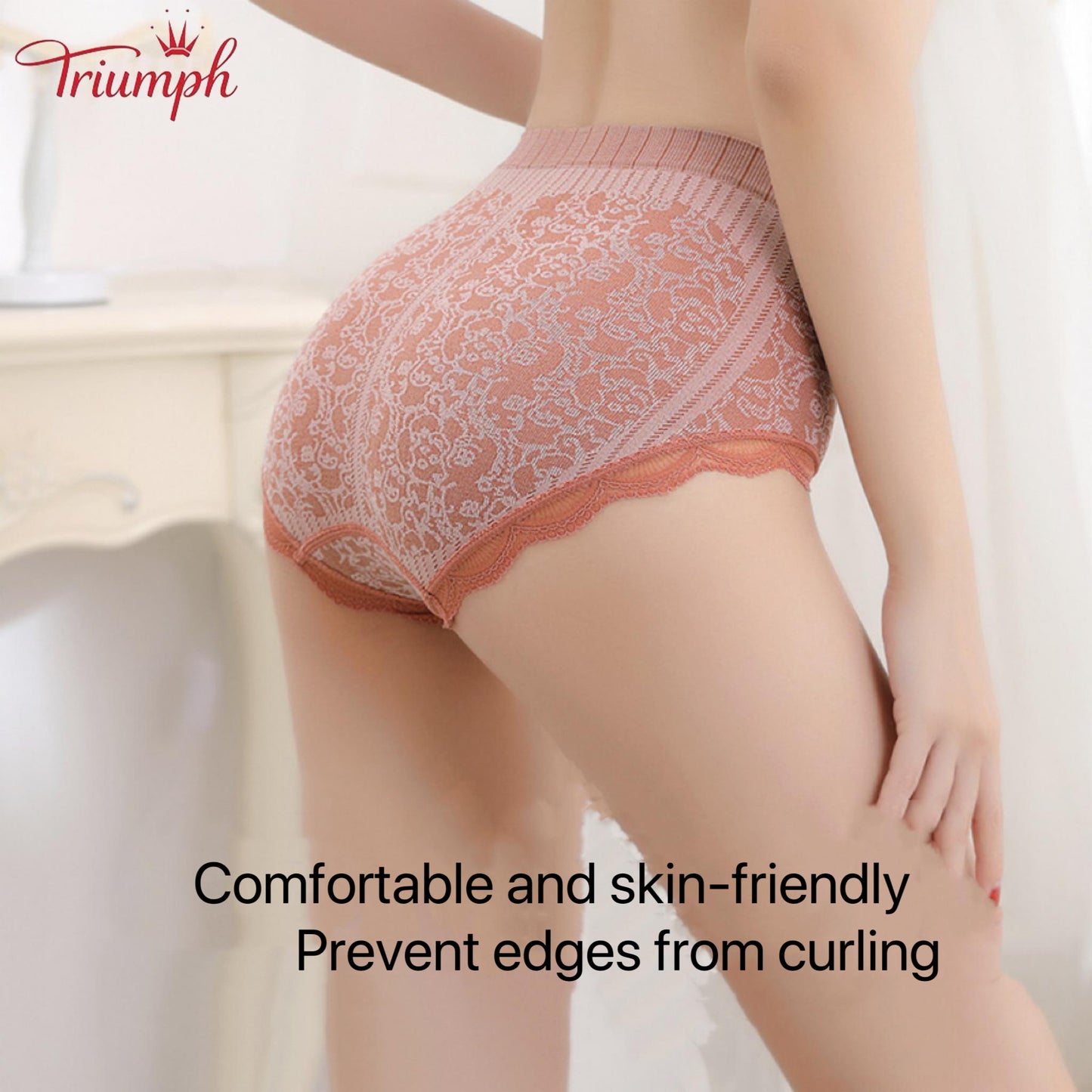 Triumph - Free Shipping,4 Pairs of Comfortable, Breathable High-Waisted Briefs,Lace Border