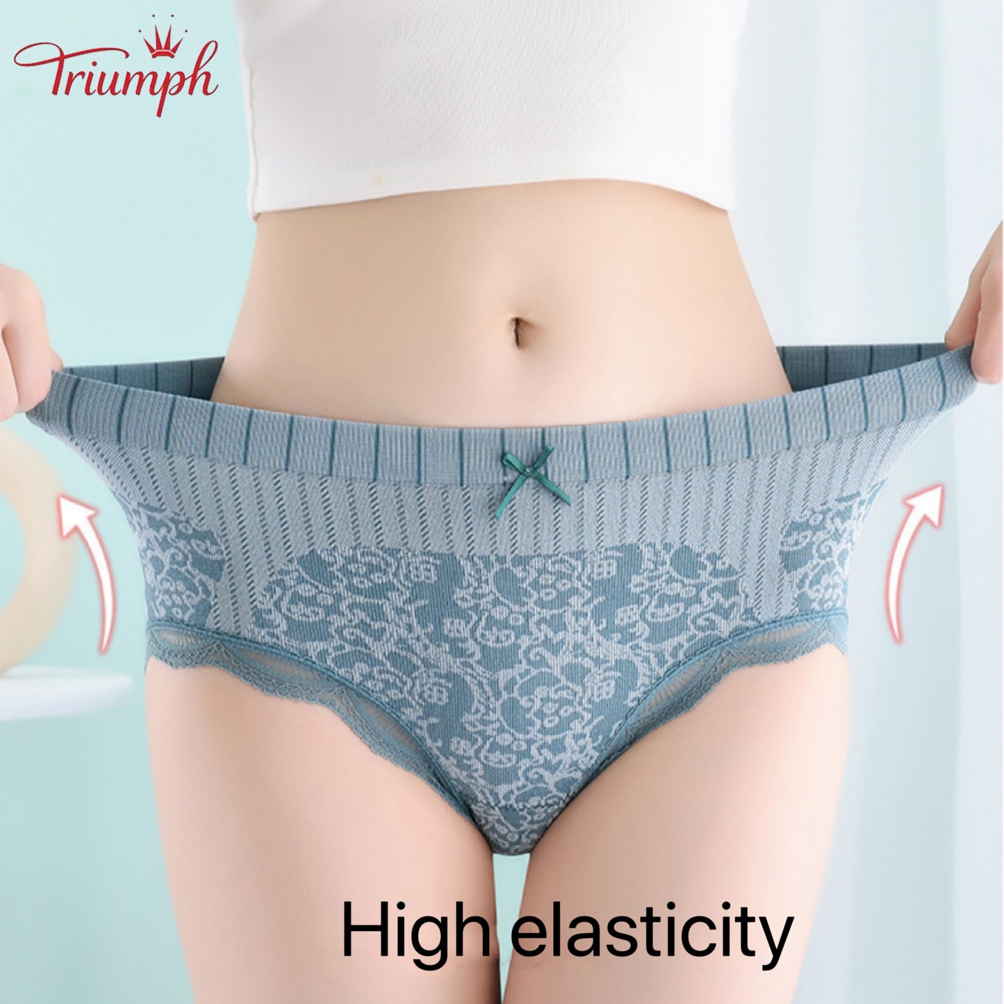 Triumph - Free Shipping,4 Pairs of Comfortable, Breathable High-Waisted Briefs,Lace Border