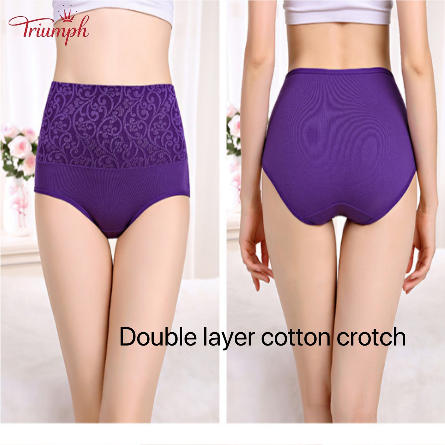 Triumph - Free Shipping,4-Pack of Comfortable Briefs,Lace Pattern Surface,Double Layer Cotton Crotch