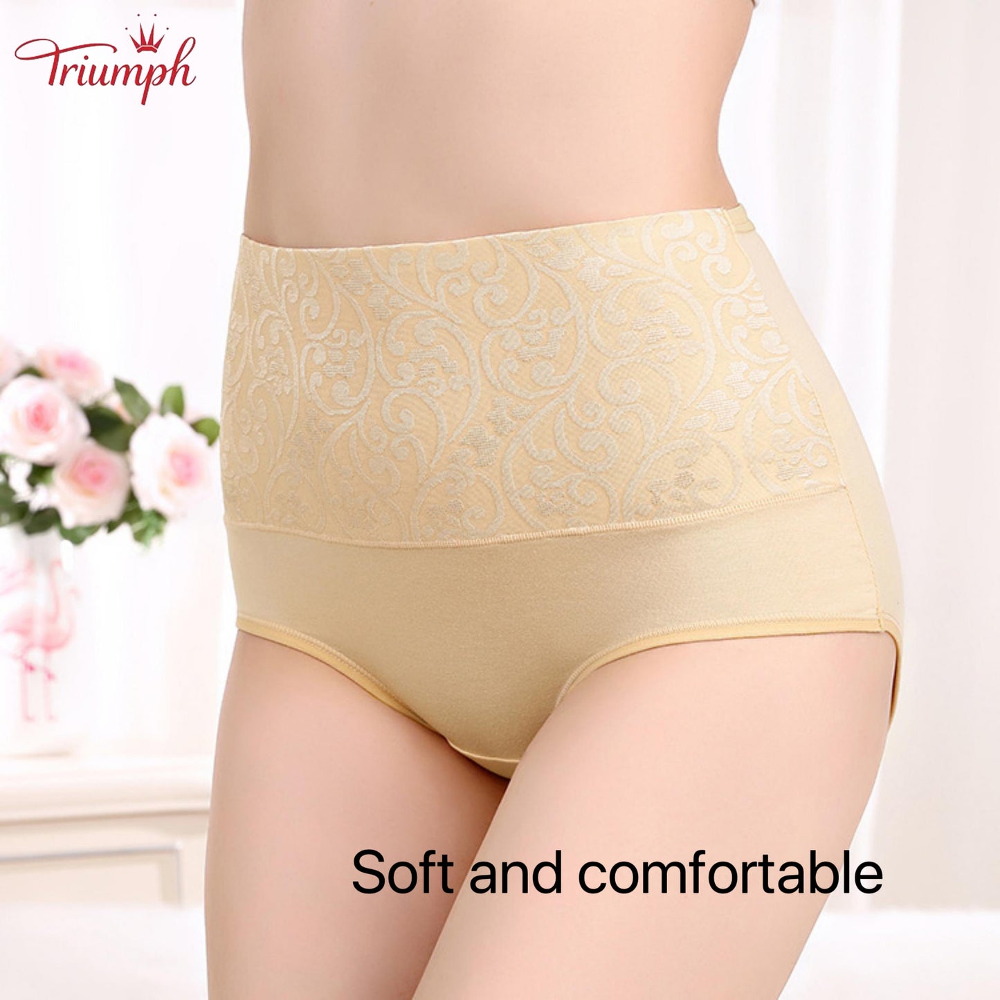 Triumph - Free Shipping,4-Pack of Comfortable Briefs,Lace Pattern Surface,Double Layer Cotton Crotch