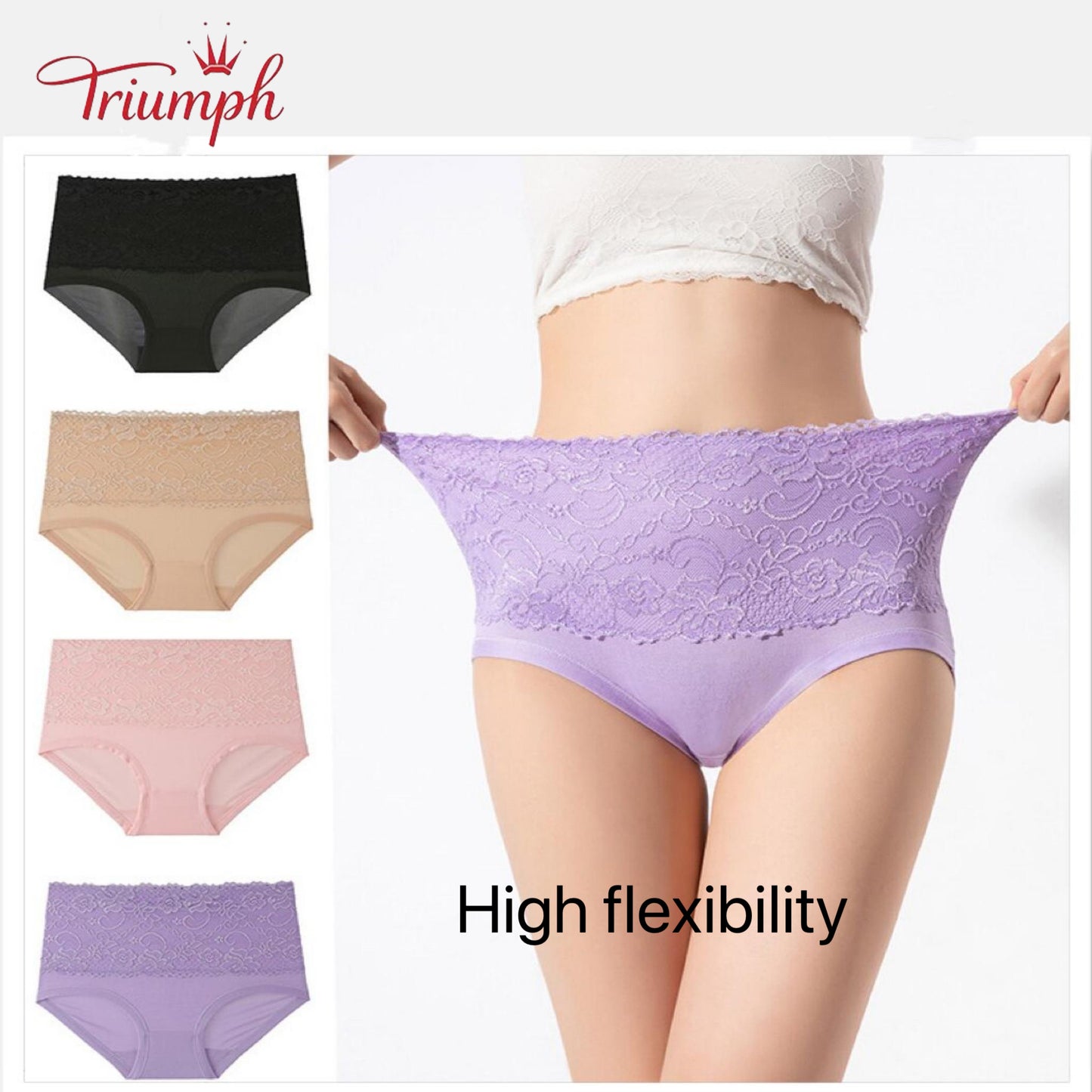 Triumph - 4 Pack Lace Panty, Free shipping,Tummy Tightening, Butt Lift, High Elasticity