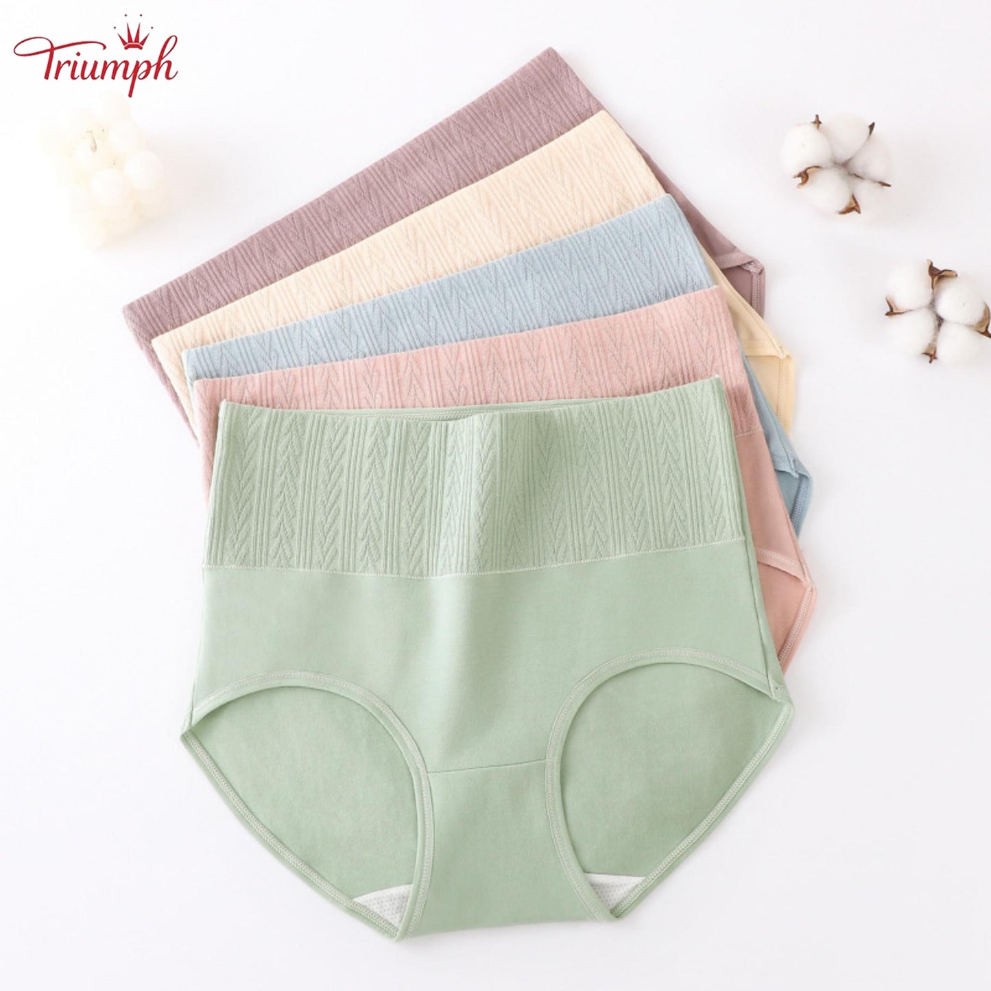 Triumph - Set of 4 Cotton Panties, Tummy Control, Assorted Colors, Free Shipping