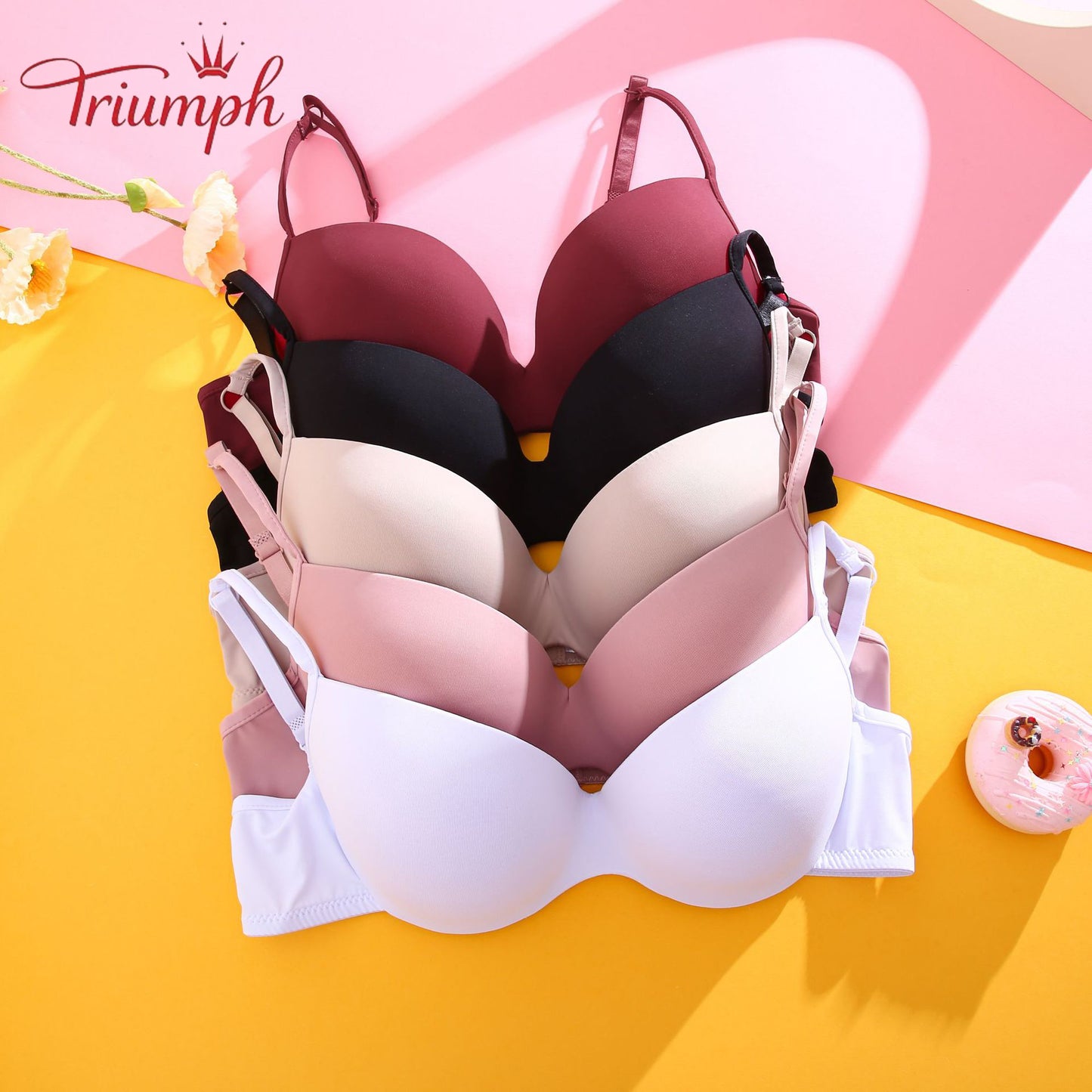 Triumph Women's Sponge Bra,Free shipping,3-pack Push-up bra, breathable, lightweight
