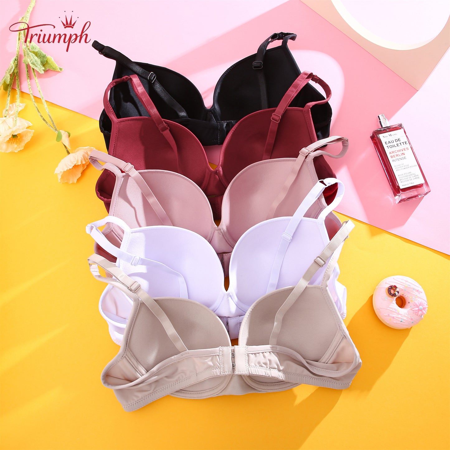 Triumph Women's Sponge Bra,Free shipping,3-pack Push-up bra, breathable, lightweight