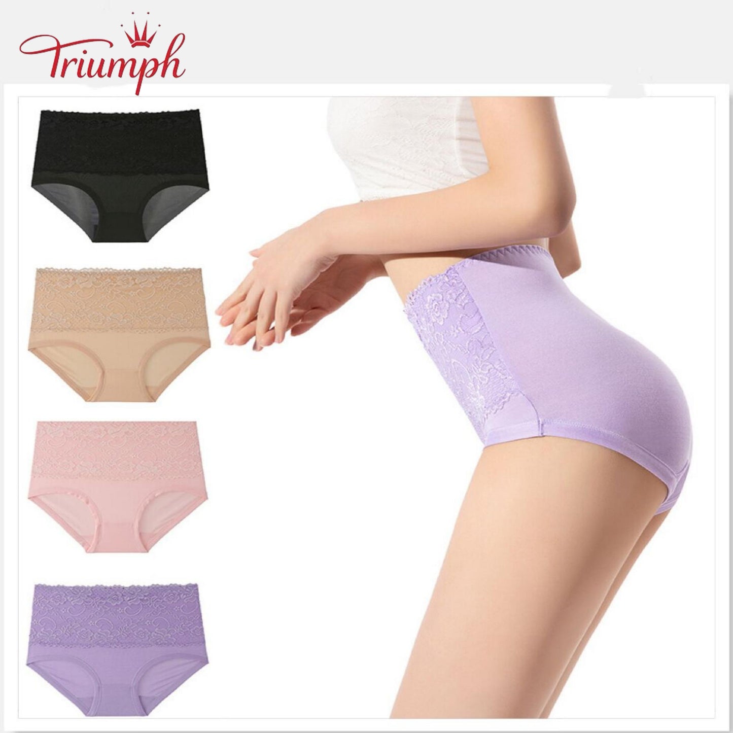 Triumph - 4 Pack Lace Panty, Free shipping,Tummy Tightening, Butt Lift, High Elasticity