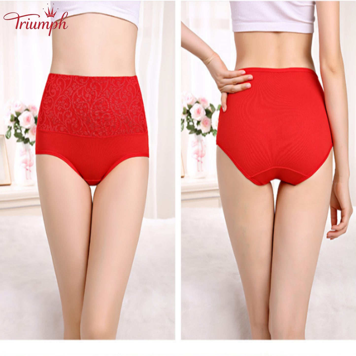 Triumph - Free Shipping,4-Pack of Comfortable Briefs,Lace Pattern Surface,Double Layer Cotton Crotch