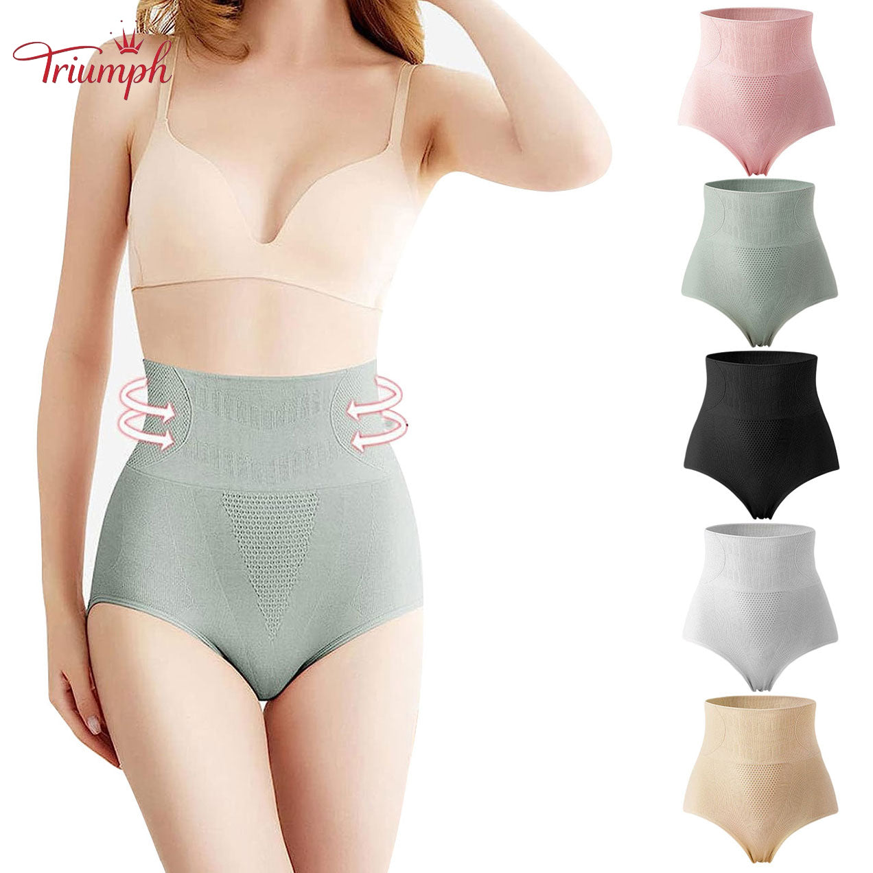 Triumph-Free shipping,5 Pack Women's Shapers Thermal Underwear Tummy Control Body Shaper Under Dress Graphene Mid Waist Extra Firm Underwear Sexy Panties