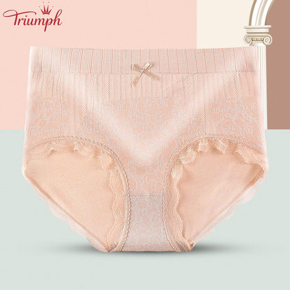 Triumph - Free Shipping，4 Pairs of Comfortable, Breathable High-Waisted Briefs，Lace Border