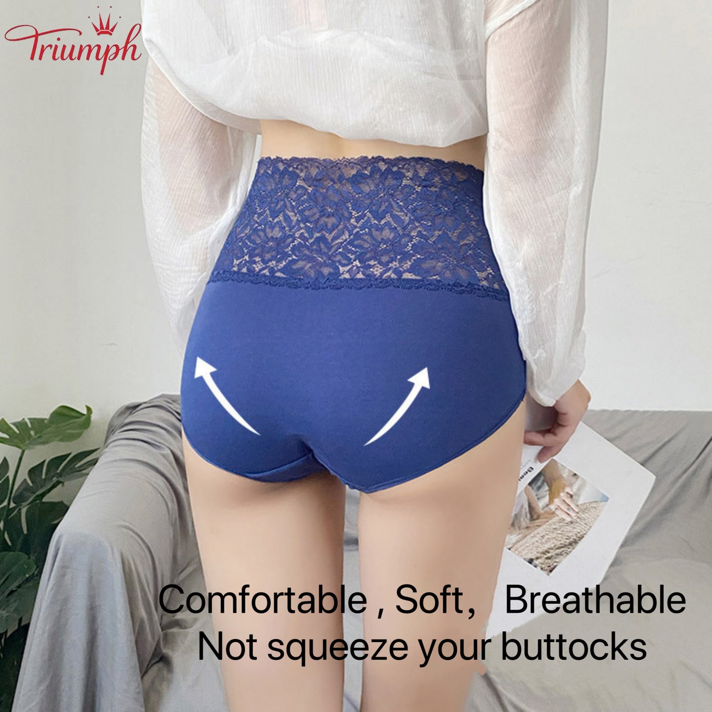 Triumph - Free Shipping，4-pack V-Shaped High-Waisted Lace Panties，Comfortable, Soft