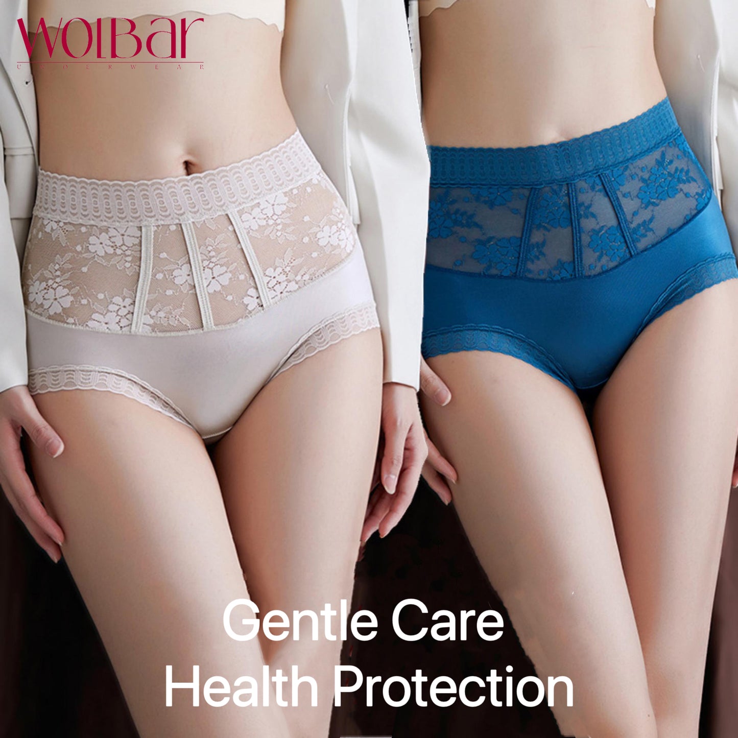 WolBar  Women's Lace Panties - Set Of 4，Cotton Lining，45-90kg and Above，Free Shipping