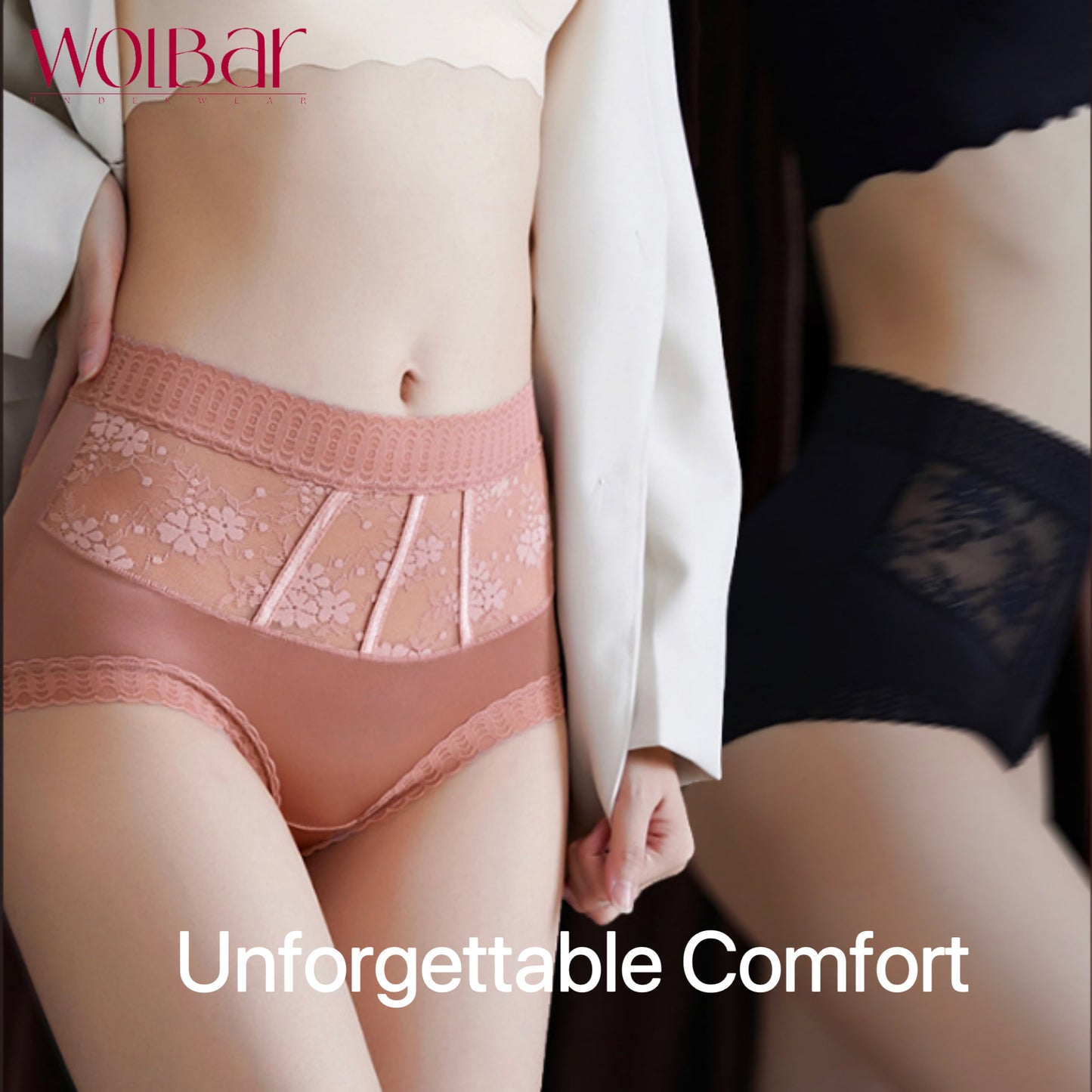 WolBar  Women's Lace Panties - Set Of 4，Cotton Lining，45-90kg and Above，Free Shipping