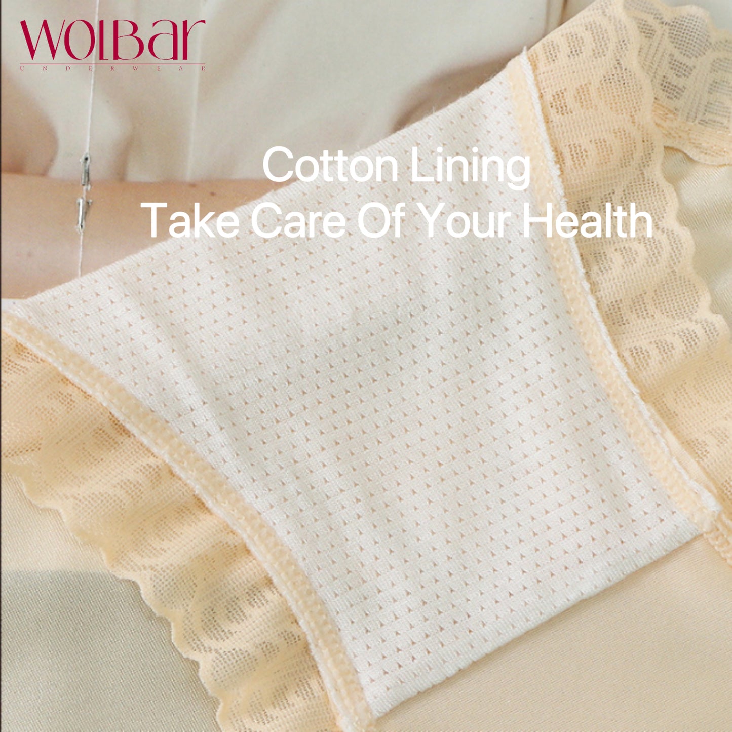 WolBar  Women's Lace Panties - Set Of 4，Cotton Lining，45-90kg and Above，Free Shipping