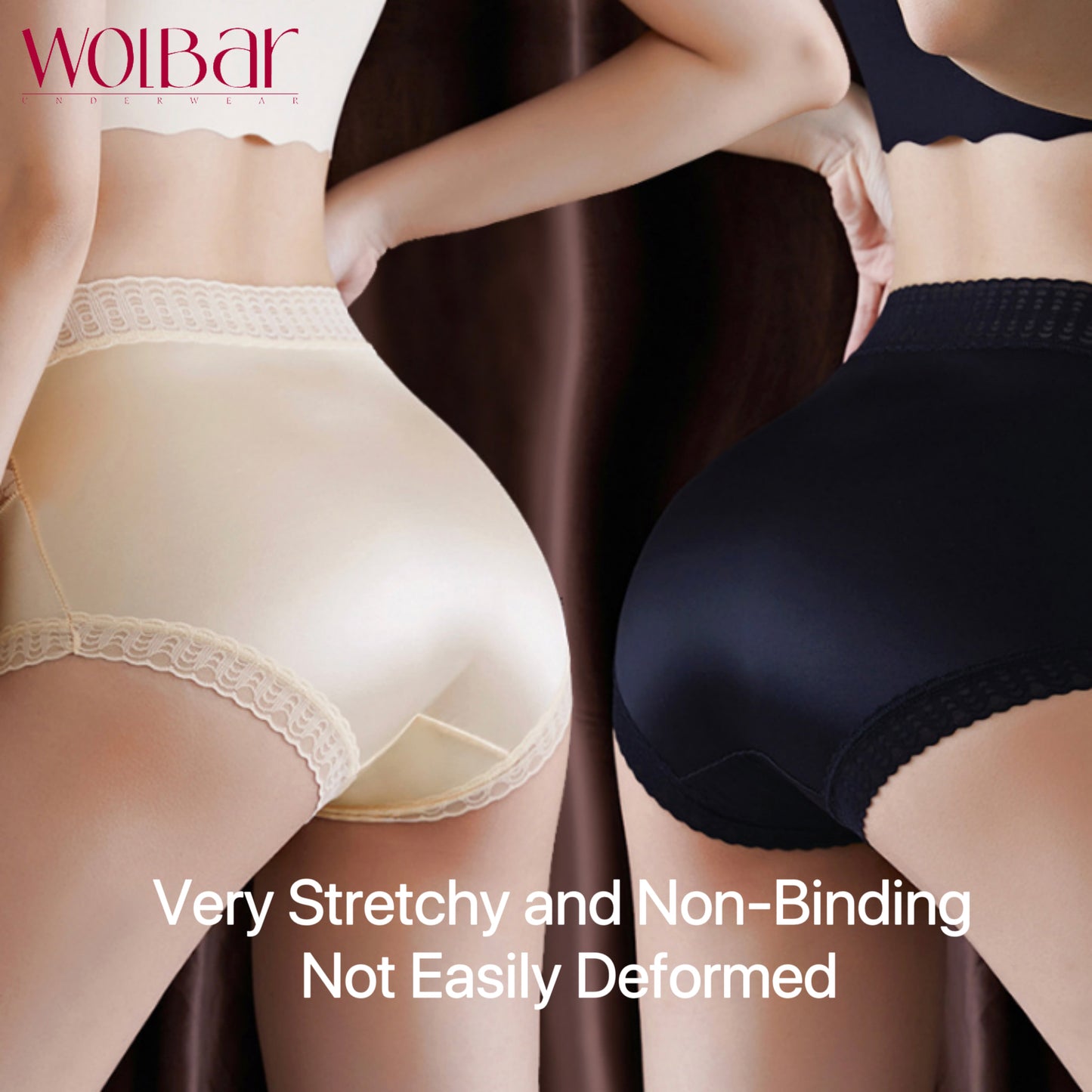 WolBar  Women's Lace Panties - Set Of 4，Cotton Lining，45-90kg and Above，Free Shipping